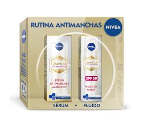 NIVEA Cellular LUMINOUS 630 Pack Tratamiento Antimanchas - Set de Regalo con Sérum Facial (30 ml) y Crema de Día FP50 (40 ml) - Con Thiamidol y Ácido Hialurónico - Para una piel uniforme y luminosa