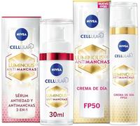 NIVEA Cellular Luminous630 - Set de Regalo para Mujer Antimanchas Crema de Día FP50 40 ml + Sérum 2 en 1 30 ml - Antiedad - Ácido Hialurónico - Reafirmante y Rellenador - Todo Tipo de Piel