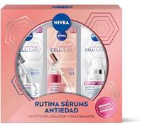 NIVEA Cellular Pack RutinaSérum Antiedad Efecto Rellenador y Reafirmante + Ácido Hialurónico (1 x 30 ml) + Lift Bakuchiol (1 x 30 ml) + Sérum Fluido SPF50+