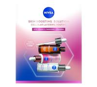 NIVEA Cellular Skin Boosting Solution Set de cuidado facial con suero de vitamina C, suero hialurónico y suero facial Bakuchiol, para un efecto lifting efectivo (3 x 30 ml)