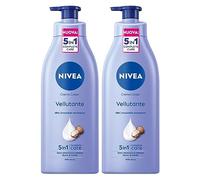 NIVEA Crema corporal aterciopelada 48h con suero hidratante intenso y efecto manteca de karité, piel suave y lisa para piel seca, 2 botellas de 500 ml