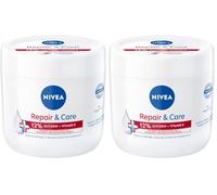 NIVEA Crema corporal Repair & Care Crema hidratante y no grasa de absorción rápida con vitamina E y glicerina, para pieles muy secas y ásperas (400 ml) (Paquete de 2)