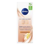 NIVEA Crema de día 5 en 1 BB 24 h hidratante SPF 15, crema de día tintada para pieles medianas y oscuras, crema facial con aceite de jojoba orgánico y pigmentos de maquillaje