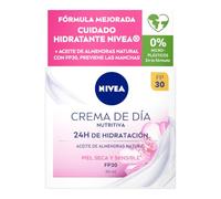 NIVEA Crema de Día Nutritiva - Crema Facial Hidratante - Hidratanta y Previene las Manchas - Protección Solar PF30 - Aceite de Almendra y Extracto de Magnolia Natural - Piel Seca y Sensible - 50 ml