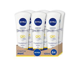 NIVEA Crema de manos antiedad Q10, antiarrugas y antimanchas, 6 unidades de 100 ml, crema hidratante para las manos enriquecida con Q10 Complex, crema antiedad con filtros UV