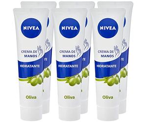 NIVEA Crema de Manos Hidratante Aceite de Oliva en pack de 6 (6 x 100 ml), crema para el cuidado de la piel seca, crema para conseguir una hidratación profunda