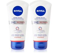 NIVEA Crema de manos Repair 3 en 1 para piel muy seca y áspera (1 x 75 ml), cuidado de manos hidratante, fórmula rica y no grasa, crema hidratante reparadora con dexpantenol (Paquete de 2)