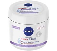 NIVEA Crema reparadora y cuidado corporal (tarro de 400 ml), crema hidratante para pieles sensibles con SERUM DE HUMEDAD PROFUNDA, crema corporal con fórmula fortalecedora, crema corporal para pieles