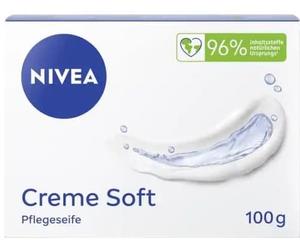 NIVEA Crema Soft Jabón de Manos Nutritivo e Hidratante con Aceite de Almendra, Jabón Sólido para una Limpieza Suave y Cuidado Suave (100 g)