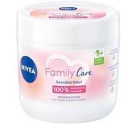 Nivea Creme Family Care (450 ml), crema hidratante con aceite de almendras 100% natural y pH respetuoso con la piel, crema ligera para la piel para hidratación 24 horas