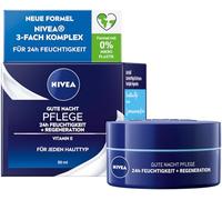 NIVEA Cuidado nocturno 24 horas de humedad + regeneración (50 ml), cuidado nocturno ligero para una hidratación intensa, crema de noche con vitamina E, provitamina B5 y extracto de lirio de agua