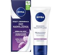 NIVEA Cuidado nocturno calmante 24h humedad + regeneración, crema facial sin perfume para pieles sensibles, delicada crema de noche con aceite de semilla de uva