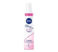 NIVEA Cuidado y sujeción de espuma suave al tacto (150 ml), espuma nutritiva para el cabello con protección térmica (nivel de sujeción 3)