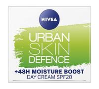 NIVEA Daily Essentials Urban Skin Defence +48H Moisture Boost Crema de día (50 ml), crema facial de día hidratante SPF 20, contiene antioxidante y extracto de té verde biológico