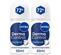 NIVEA Derma Control Defend - Desodorante Antitranspirante para Mujer - 72h Protección contra el Sudor - Con Ácido Hialurónico y Provitamina B5 - No Irrita las Axilas - Piel Normal - Roll-on 50 ml