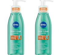 NIVEA Derma Skin Clear - Gel limpiador para una piel visiblemente mejorada, limpieza facial eficaz para pieles con impurezas con ácido salicílico y niacinamida (150 ml) (Paquete de 2)