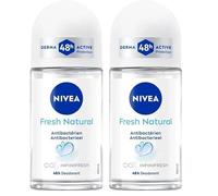 NIVEA Desodorante Bola Fresh Natural 0% para mujer, eficacia de 48 horas, antitranspirante para axilas fresco y duradero, sin aluminio, 1 x 50 ml || El embalaje puede variar (Paquete de 2)