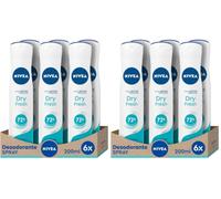 NIVEA Dry Comfort Fresh Spray pack de 6 (6 x 200 ml), desodorante antitranspirante con protección 72 h, desodorante en spray de cuidado femenino testado en la vida real, El embalaje puede variar