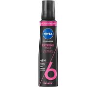 NIVEA Espuma de fijación extrema (150 ml), espuma para el cabello con protección contra el calor, pantenol y vitamina B3, fijador para el cabello para 48 horas de sujeción extremadamente fuerte (nivel