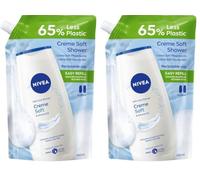 NIVEA Gel de ducha crema suave para el cuidado de la piel, con pH neutro para la piel, con vitaminas y aceites valiosos, crema de ducha en paquete de recarga resellable (500 ml) (Paquete de 2)