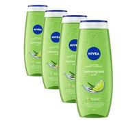 NIVEA Gel de ducha Lemongrass & Oil con pH neutro para la piel con aroma de hierba de limón, ducha mimosa con vitamina C, E y perlas de aceite nutritivas (500 ml) (Paquete de 4)