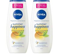 NIVEA Gel de ducha Summer Happiness Orange (250 ml), pH neutro para la piel con aceite de aguacate natural, crema hidratante con aroma fresco de naranja (Paquete de 2)