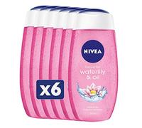 NIVEA - Gel de Ducha Waterlily & Oil - En paquete de 6 botellas de 250 ml cada una - Gel de Ducha fresco y delicado - Fórmula en gel enriquecida con perlas de aceite y aroma de nenúfar