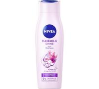 NIVEA Hairmilk Shine - Champú brillante (250 ml), champú sin siliconas, para cabello seco con aceite de almendras y extracto de magnolia, acondiciona y regenera intensamente