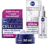 NIVEA Hyaluron Cellular Expert Filler Crema de Noche + NIVEA Hyaluron Cellular Expert Filler Sérum Rellenador, Fresco