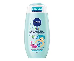 NIVEA KIDS 3in1 Duschgel, Shampoo & Spülung (250 ml), Pflege und Reinigung für Kids mit magischem Apfelduft, extra milde & seifenfreie Haar- und Hautpflege für Kinder