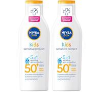 Nivea - Kids protect and sensitive, loción solar con, factor de protección solar 50+ muy alta, 200 ml (Paquete de 2)