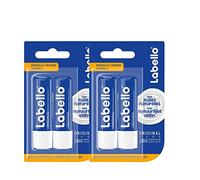 NIVEA Labello Original (4 x 5,5 ml), Bálsamo labial enriquecido con aceites naturales y textura untuosa, cuidado de los labios Hidratación de larga duración durante 24 horas