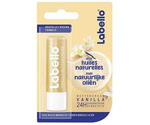 NIVEA Labello Vanilla Buttercream, 5,5 ml, Bálsamo labial enriquecido con aceites naturales, Cuidado de los labios Hidratación de larga duración durante 24H