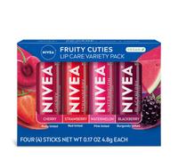 Nivea Lip Care Fruity Tinted Tinted Lip Variety Pack Galentine's Day Regalos para ella con sabores de cerezo de fresa y sanda de 0.17 oz de 4