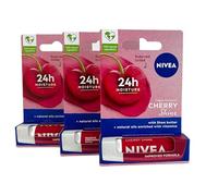 Nivea Lipcare - Bálsamo labial de 4,8 g, con aroma a cereza, aceite mineral, sin tintado, tacto suave y suave, con aroma de cerezas dulces (paquete de 3)