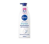 NIVEA Loción corporal Express Hydration, hidratante de rápida absorción para piel seca, fabricada con suero de hidratación profunda y minerales marinos, loción corporal para piel suave, 400 ml
