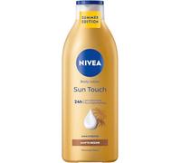 NIVEA Loción corporal Sun Touch, loción de cuidado con efecto bronceador suave, sin rayas, crema corporal hidratante con extracto de ginkgo y aceite de semilla de uva (400 ml)
