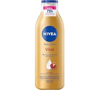 NIVEA Loción corporal Vital, 250 ml | Crema corporal nutritiva con granada, aceite de macadamia y suero de cuidado profundo, 72 h de hidratación para pieles