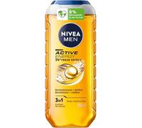 NIVEA MEN Active Energy Gel de ducha, pH neutro, con efecto fresco de 24 horas para hombres, fórmula revitalizante con cafeína para cuerpo, rostro y cabello (250 ml)