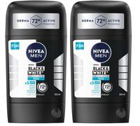NIVEA MEN Black&White 48 H Antitranspirante en barra para hombres 50 ml (Paquete de 2)