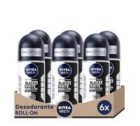 NIVEA MEN Black & White Invisible Original - Desodorante de Hombre Invisible Roll-on - 72h Protección Antitranspirante - Sin Alcohol - Anti Sudor, Olor, Manchas, Irritación y Residuos - Pack 6 x 50 ml