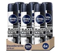 NIVEA MEN Black & White Invisible Original Spray 72h (6 x 200 ml), desodorante antimanchas de cuidado masculino