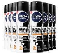 Nivea Men Black & White Invisible Ultimate Impact - Desodorante para hombre en spray antitranspirante 48h SkinActive Protection contra los malos olores, manchas de sudor, residuos, irritaciones - 8