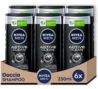 NIVEA MEN Champú Active Clean 250 ml, pack de 6 unidades (6 x 250 ml)
