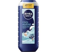 NIVEA MEN Cool Marine Artist Edition Gel de ducha, refrescante gel de ducha con aroma marino vigorizante, gel de ducha 3 en 1 para cuerpo, cara y cabello (250 ml)