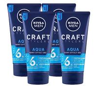 Nivea Men Craft Stylers - Gel para el cabello con efecto de purpurina Aqua Shiny Effect fijación Mega fuerte acabado brillante - 4 botellas de 150 ml