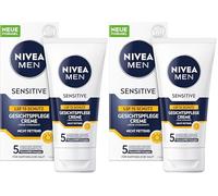 NIVEA MEN Crema facial Sensitive con SPF 15, crema hidratante 24h para piel sensible de hombre, crema facial calmante para aliviar la irritación de la piel (75 ml) (Paquete de 2)