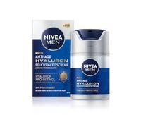 NIVEA MEN Crema hidratante antiedad con ácido hialurónico, cuidado facial para hombres con ácido hialurónico, Pro-Retinol y FPS 15, crema facial para 24h de hidratación y reducción visible de arrugas