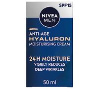 NIVEA MEN Crema hidratante antiedad Hyaluron SPF15 (50 ml), crema facial antiarrugas con ácido hialurónico y pro-retinol, reduce visiblemente las arrugas profundas y reafirma la piel