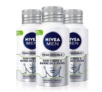 Nivea Men - Cuidado facial y barba de 3 días (3 x 125 ml), cuidado calmante antipicor para pieles sensibles, cuidado suavizante para barbas de 3 días